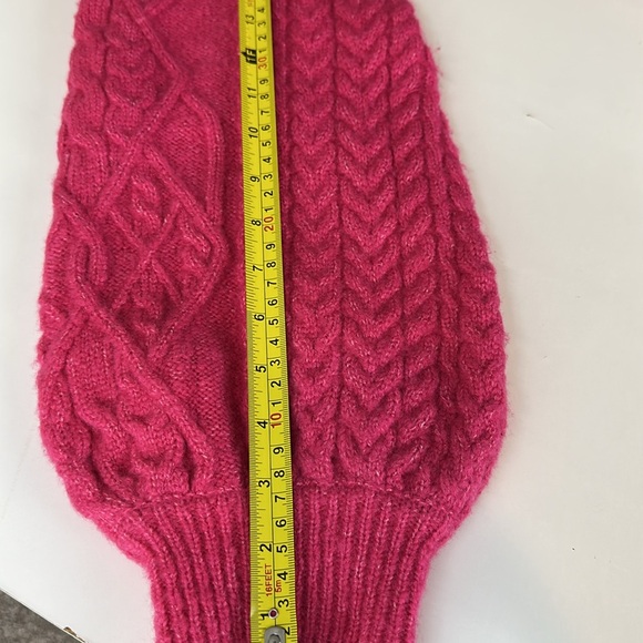 Hot Pink Cable Knit Sweater Balloon Sleeves - Picture 8 of 11